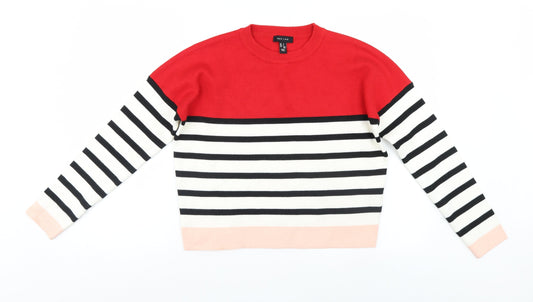 Womens UK Size S New Look Multicoloured Henley Jumper