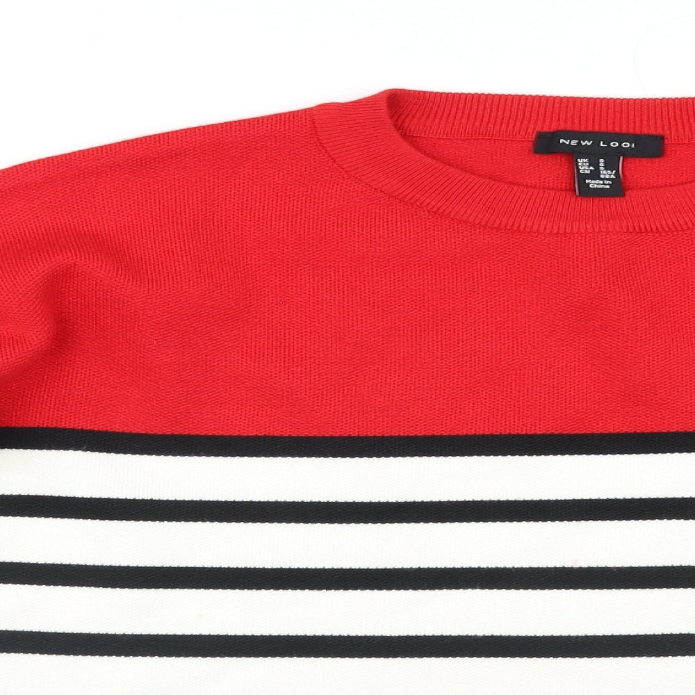 Womens UK Size S New Look Multicoloured Henley Jumper