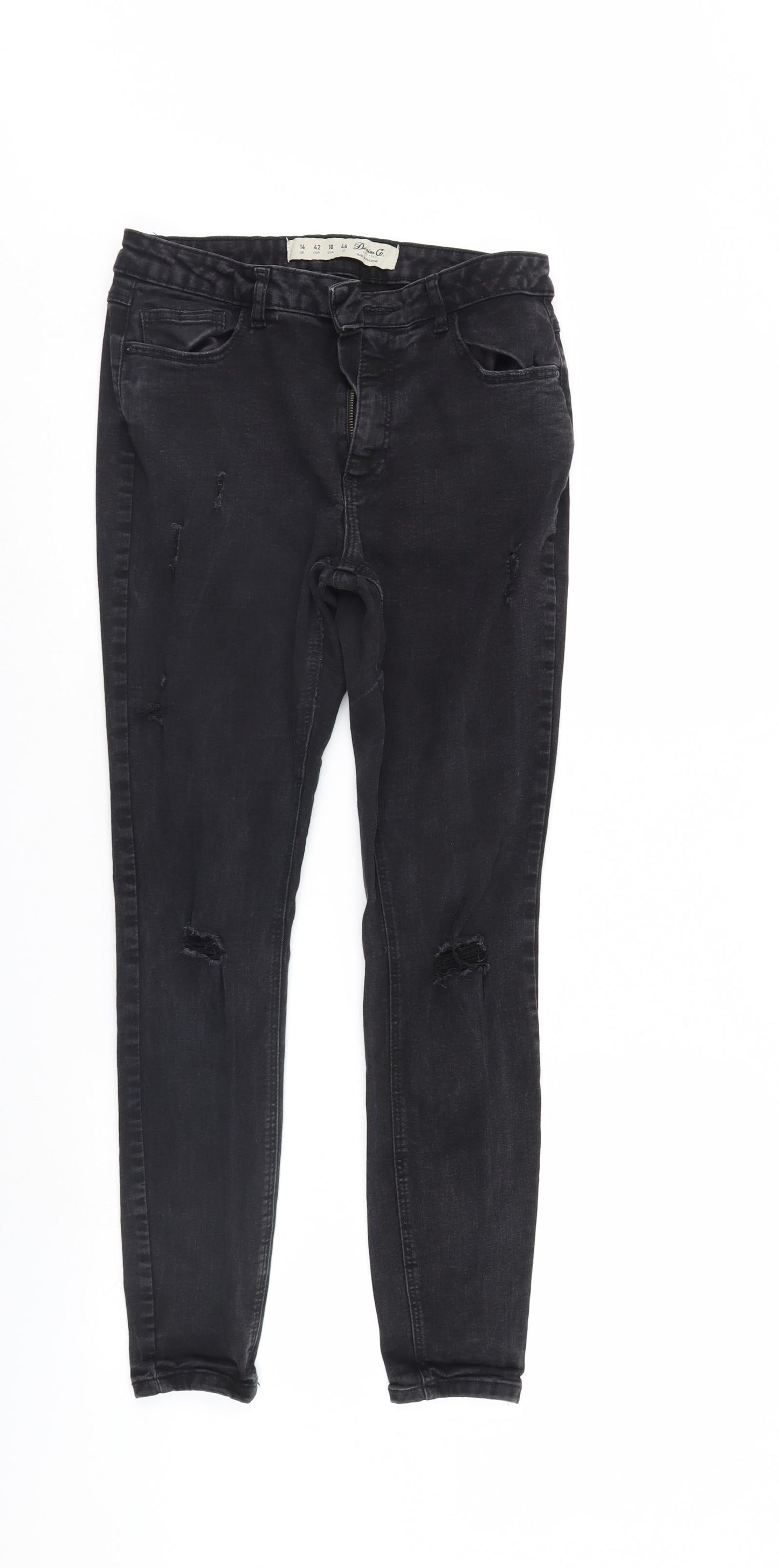 Denim & Co. Womens Black  Denim Straight Jeans Size 14 L28 in