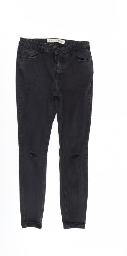 Denim & Co. Womens Black  Denim Straight Jeans Size 14 L28 in