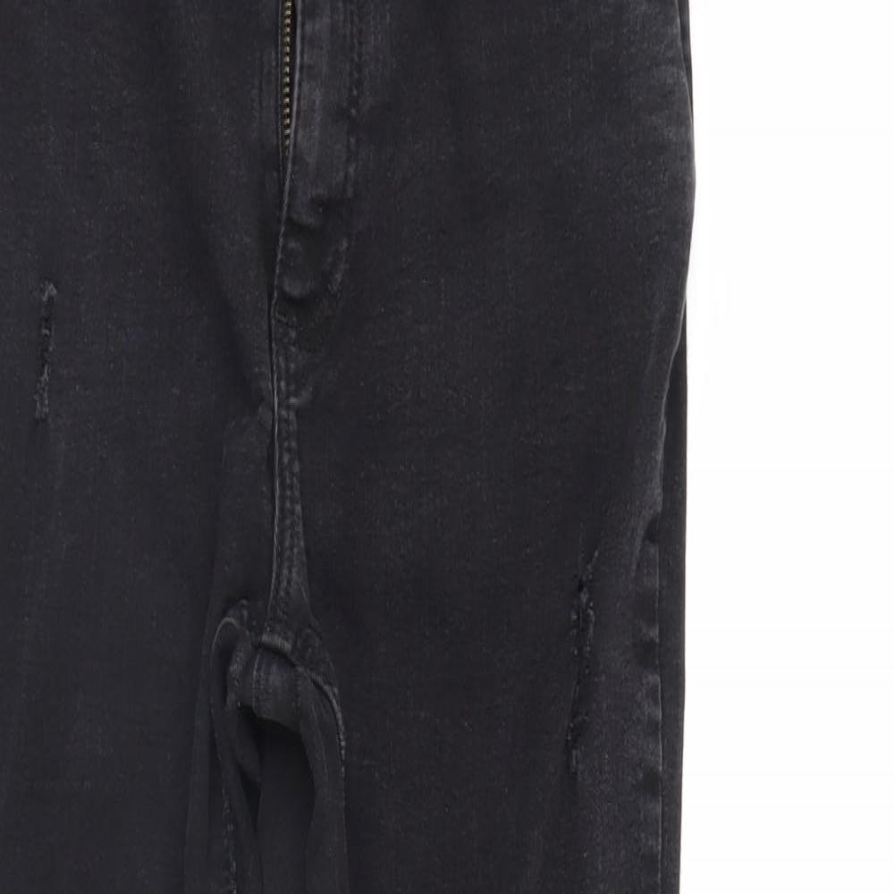 Denim & Co. Womens Black  Denim Straight Jeans Size 14 L28 in