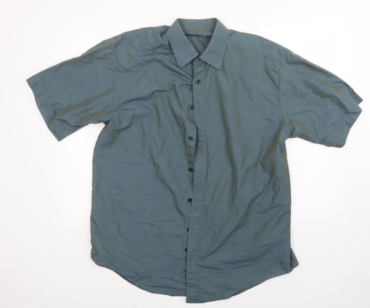 Mens UK Size L designed for t Green  Button-Up Short Sleeve Casual Shirt