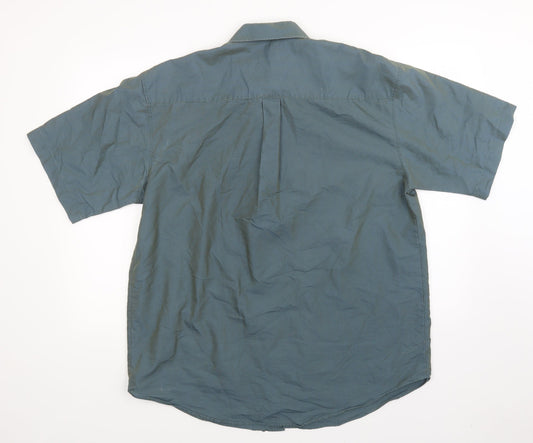 Mens UK Size L designed for t Green  Button-Up Short Sleeve Casual Shirt