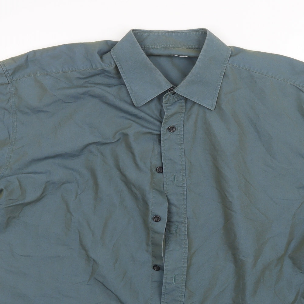 Mens UK Size L designed for t Green  Button-Up Short Sleeve Casual Shirt