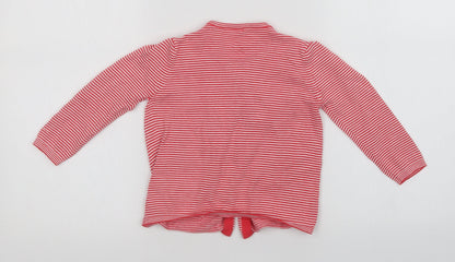 F&F Girls Red Striped  Cardigan Jumper Size 12-18 Months