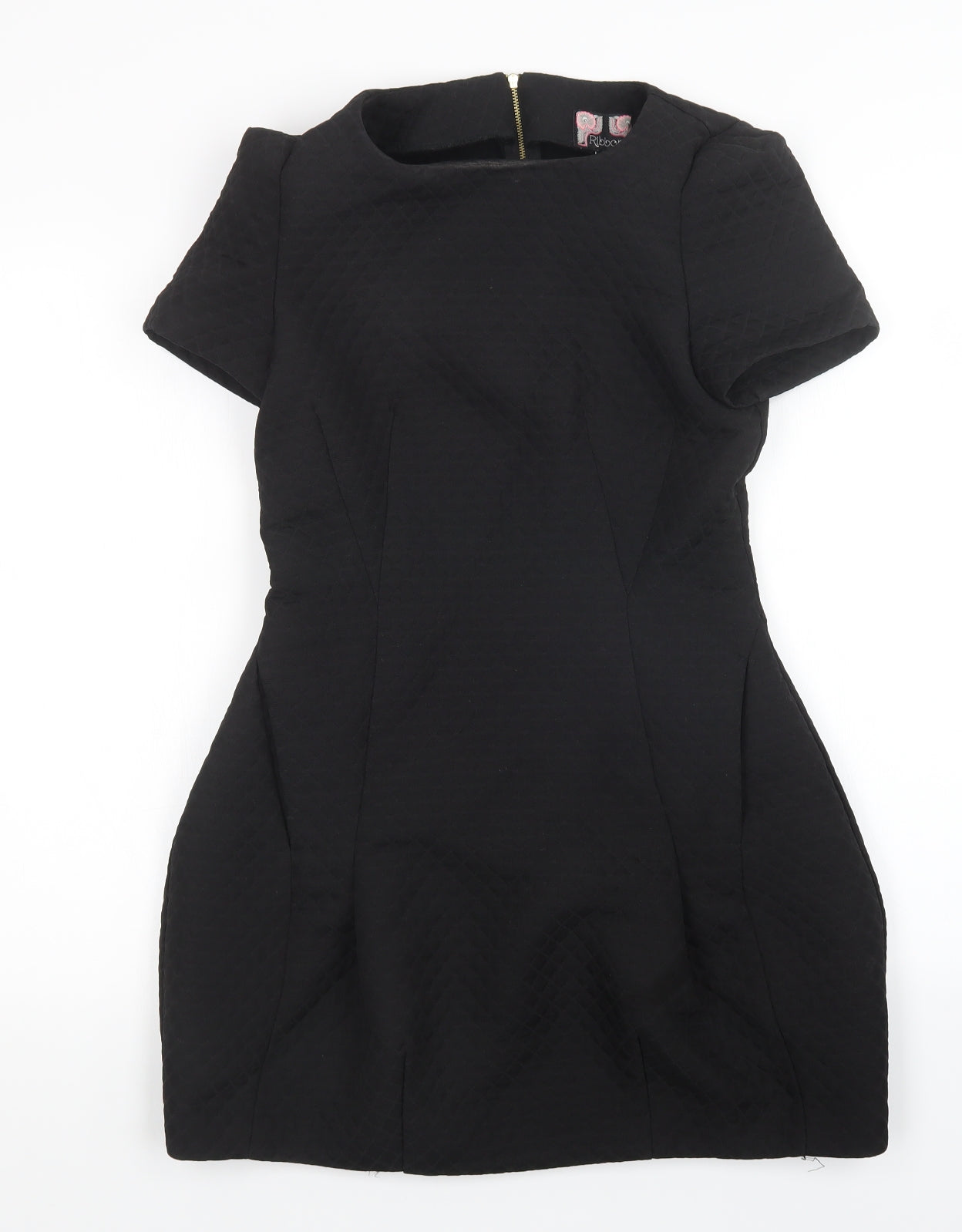 Womens UK Size 8 ribbon Black Tunic Jumper