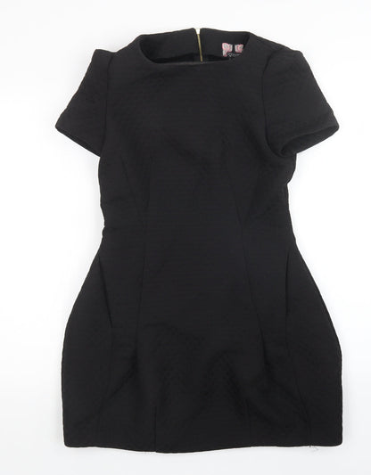 Womens UK Size 8 ribbon Black Tunic Jumper