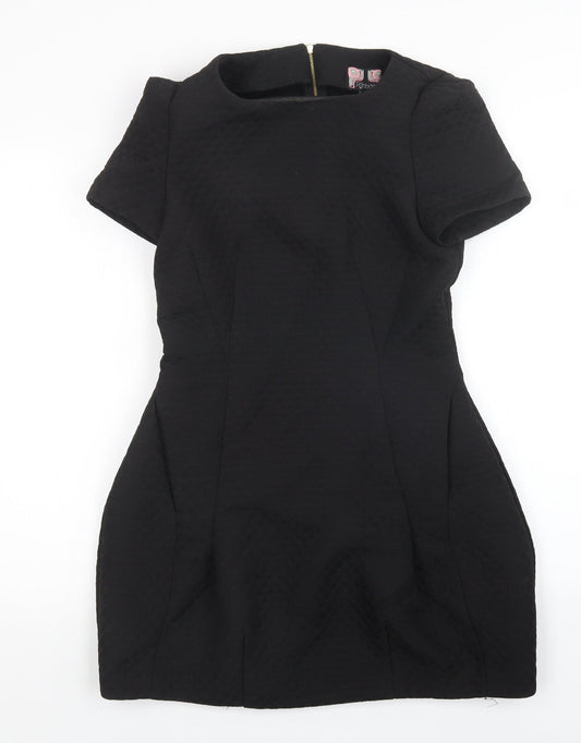 Womens UK Size 8 ribbon Black Tunic Jumper