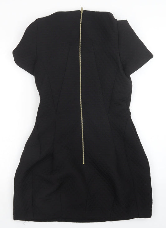 Womens UK Size 8 ribbon Black Tunic Jumper