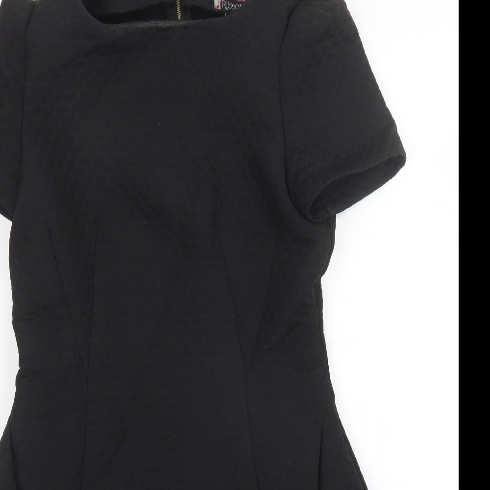 Womens UK Size 8 ribbon Black Tunic Jumper