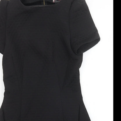 Womens UK Size 8 ribbon Black Tunic Jumper