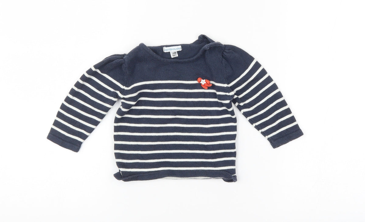 Vertbaudet Baby Blue Spotted  Pullover Jumper Size 9-12 Months