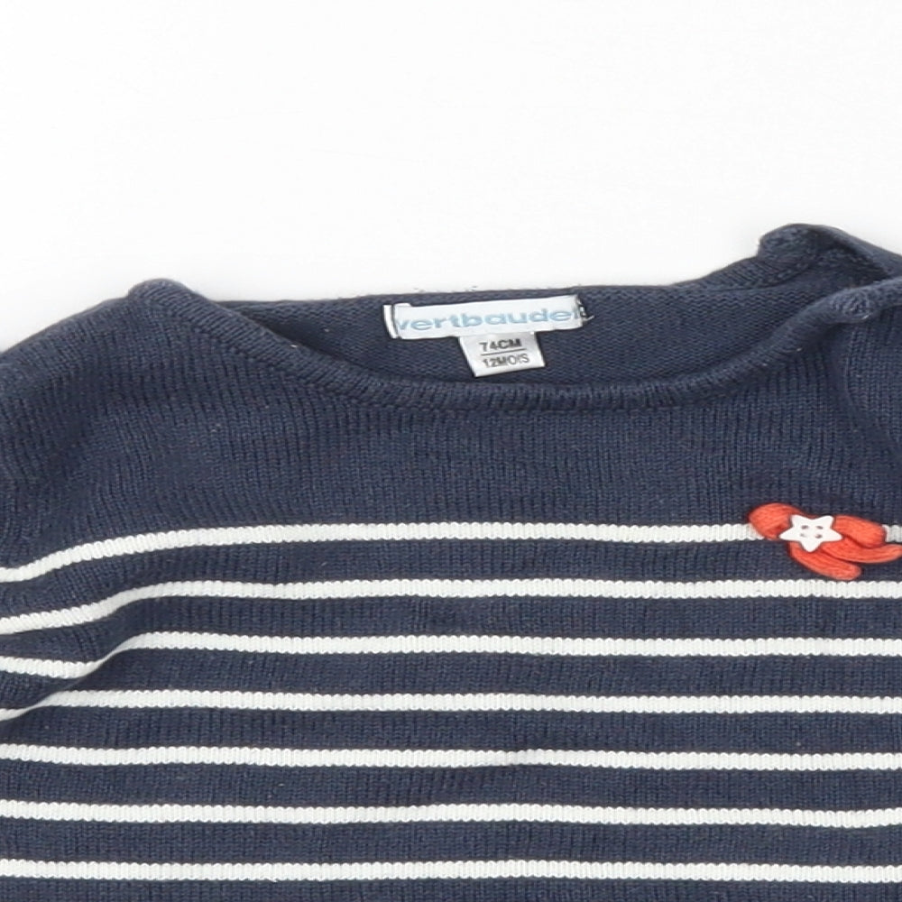 Vertbaudet Baby Blue Spotted  Pullover Jumper Size 9-12 Months