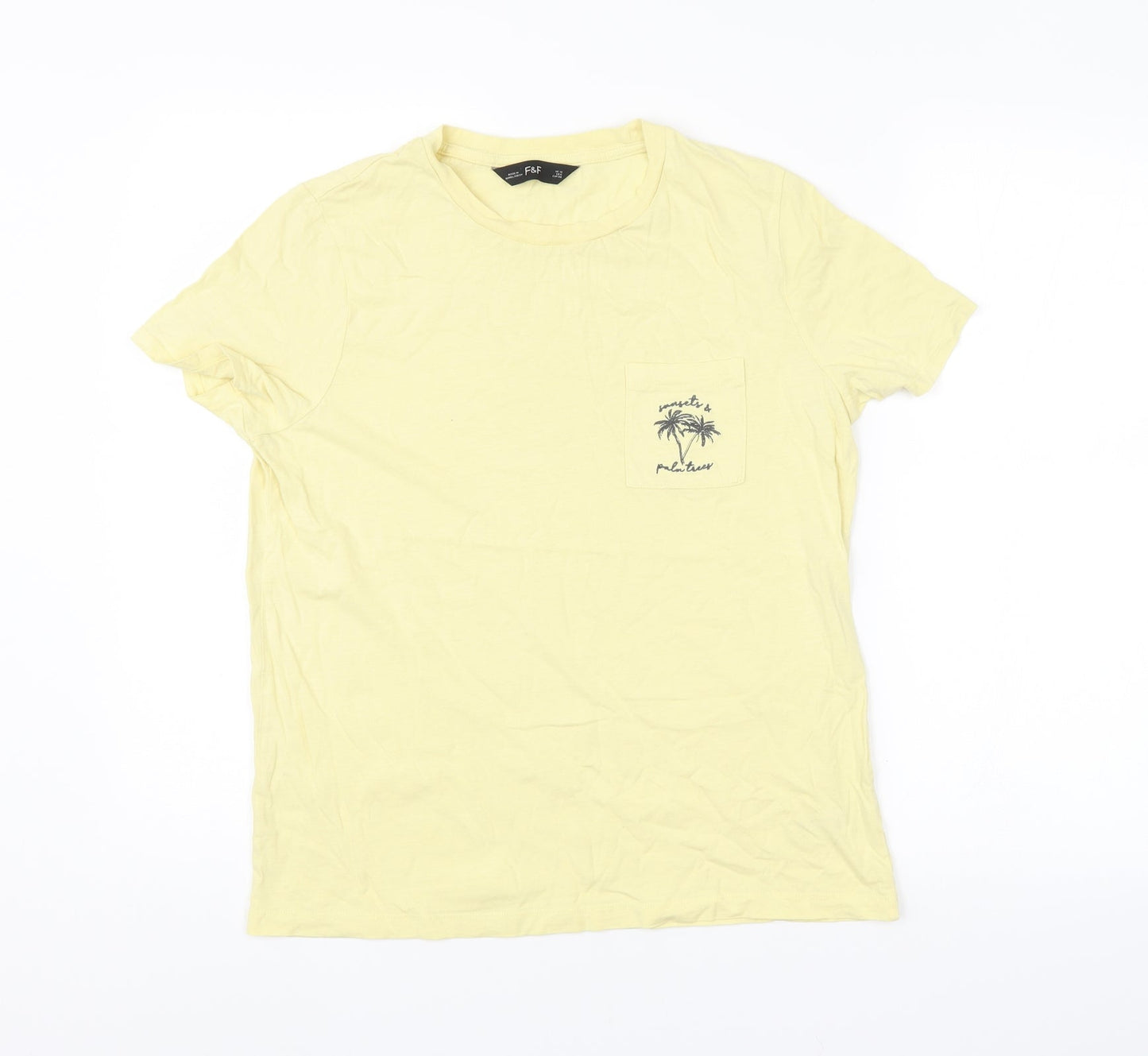 F&F Womens Yellow   Basic T-Shirt Size 10