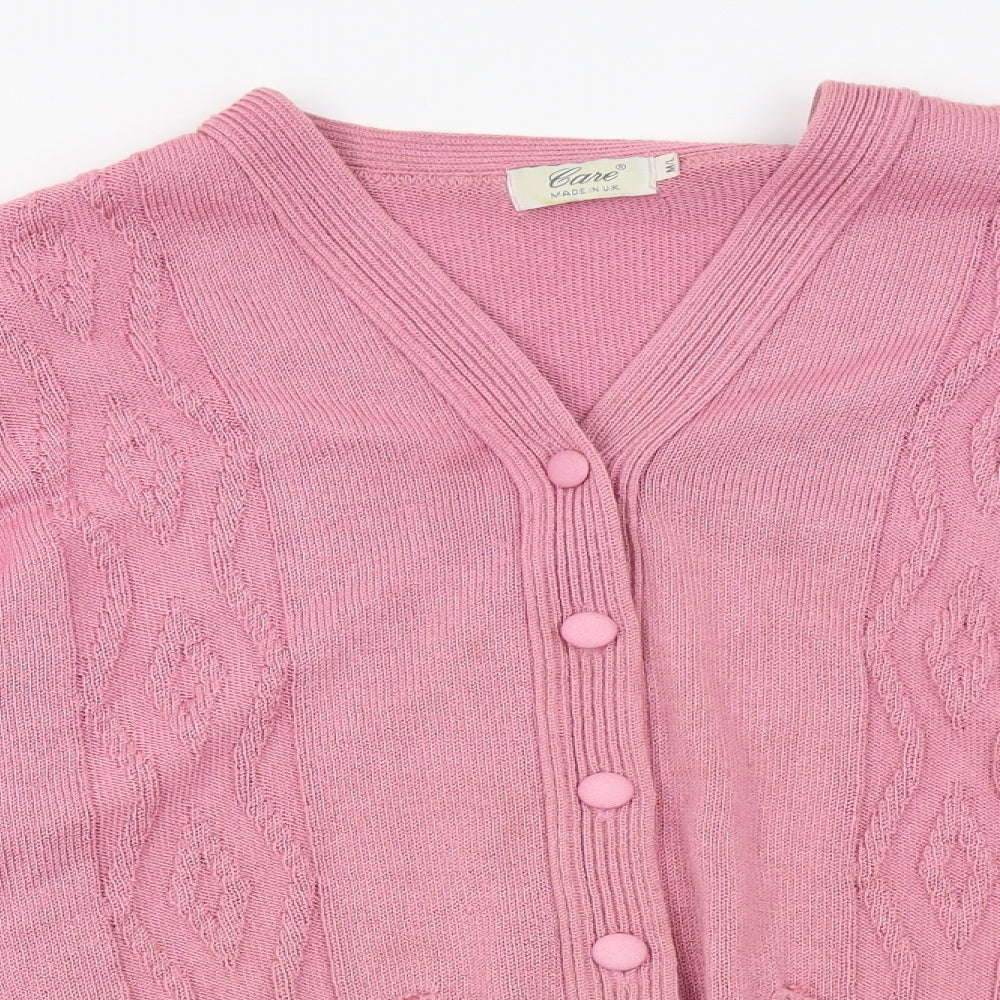 Womens UK Size M cARE Pink Cardigan Jumper