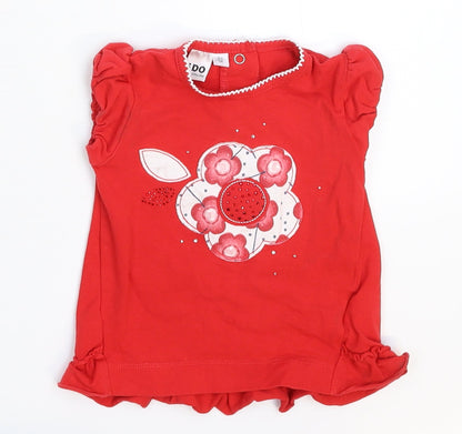 Minicone Girls Red   Basic T-Shirt Size 9-12 Months