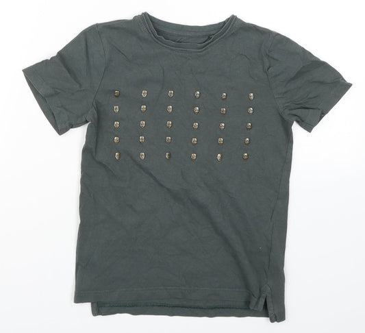 TU Boys Green   Basic T-Shirt Size 6 Years  - Skulls