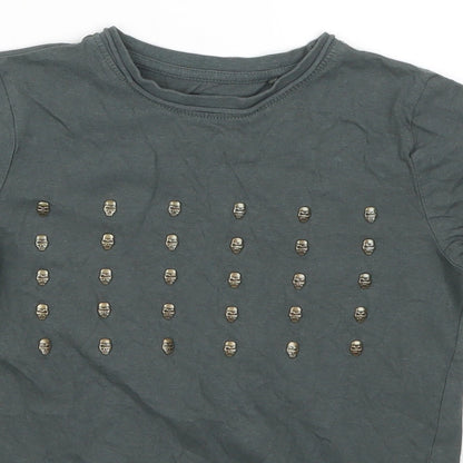 TU Boys Green   Basic T-Shirt Size 6 Years  - Skulls