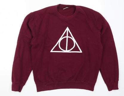 Famona Mens Red   Pullover Sweatshirt Size S  - Triangle Burgundy