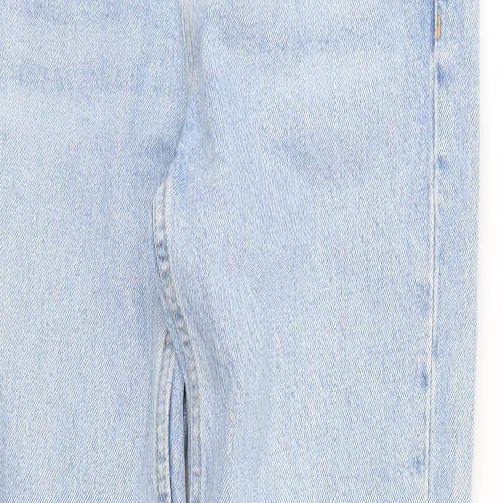 Topshop Womens Blue  Denim Straight Jeans Size 26 in L24 in - Distressed Hem