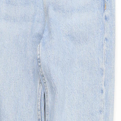 Topshop Womens Blue  Denim Straight Jeans Size 26 in L24 in - Distressed Hem