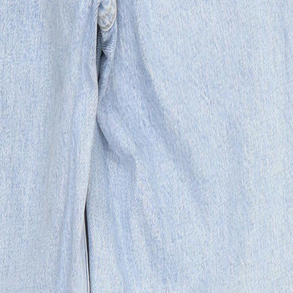 Topshop Womens Blue  Denim Straight Jeans Size 26 in L24 in - Distressed Hem