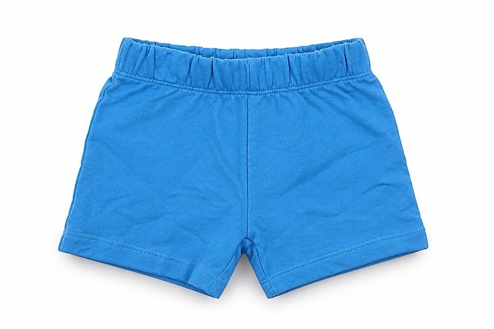Front view of F&F boys’ blue cropped trousers, size 3-6, months