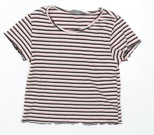 Primark Womens Pink Striped  Basic T-Shirt Size 8