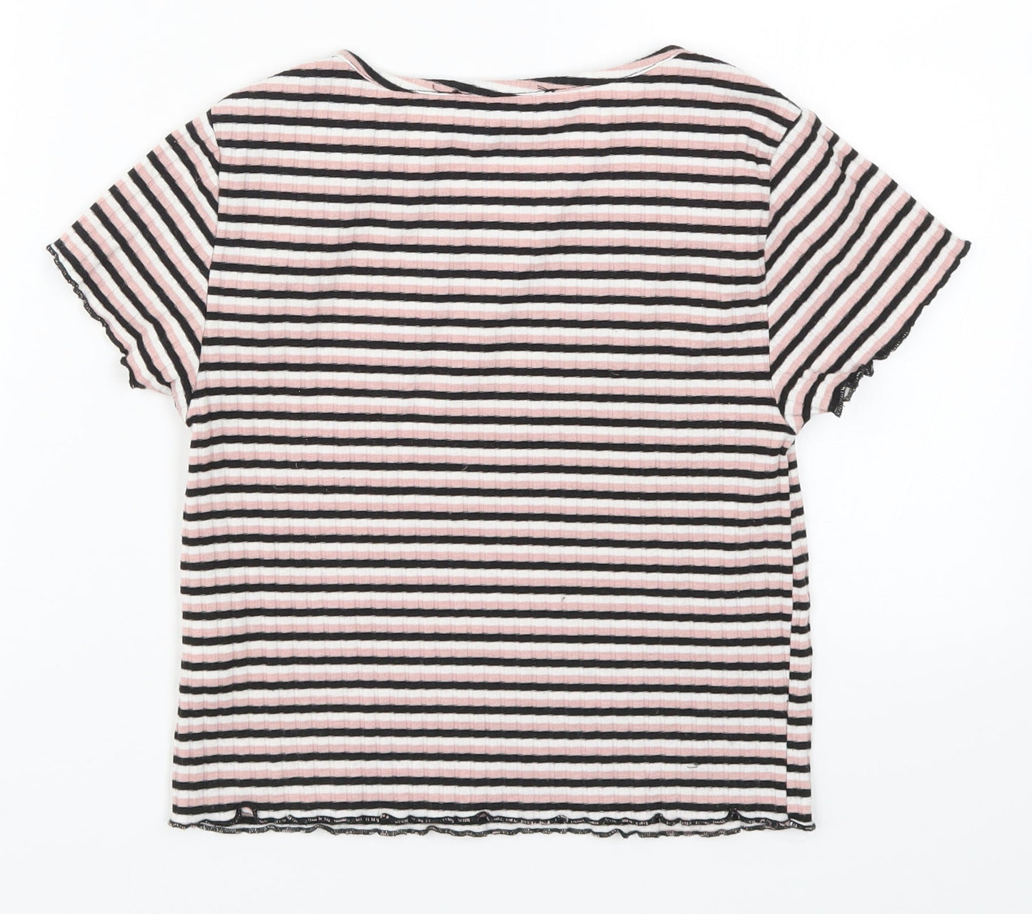 Primark Womens Pink Striped  Basic T-Shirt Size 8