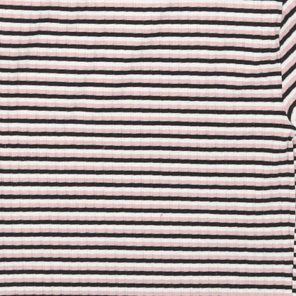 Primark Womens Pink Striped  Basic T-Shirt Size 8