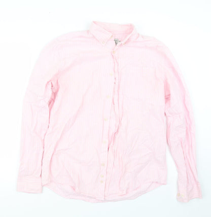 TU Mens Pink Striped   Button-Up Size M
