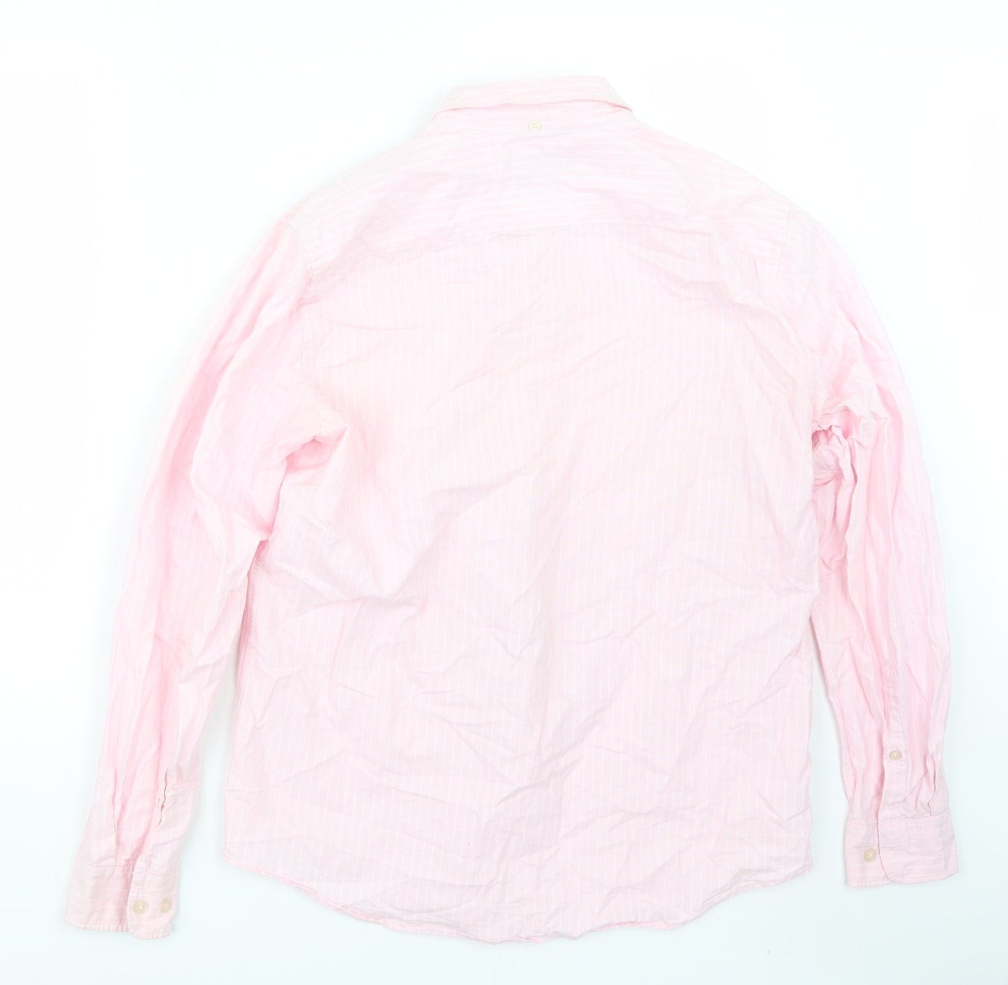 TU Mens Pink Striped   Button-Up Size M