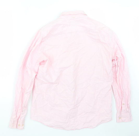 TU Mens Pink Striped   Button-Up Size M
