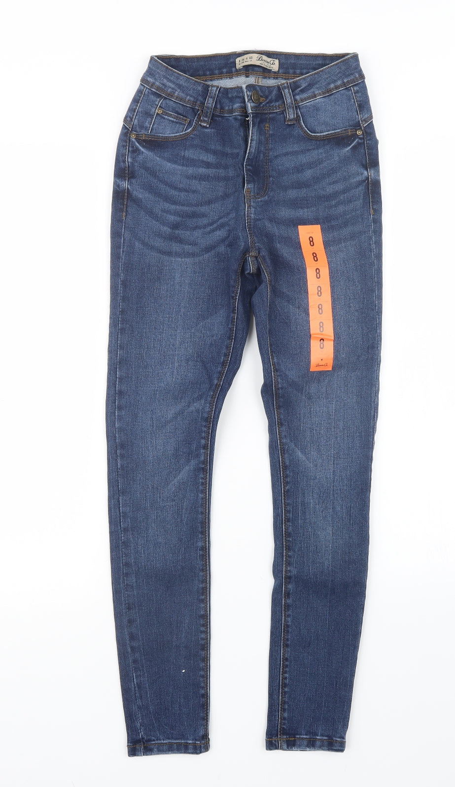 Denim Co. Womens Blue  Denim Straight Jeans Size 8 L26 in