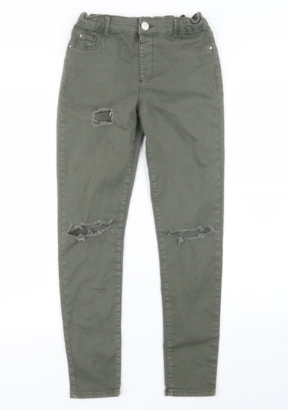 River Island Girls Green  Denim Straight Jeans Size 12 Years