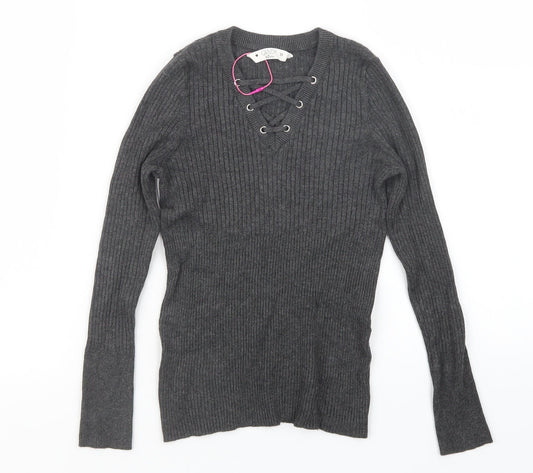 Candy Couture Girls Grey   Pullover Jumper Size 10 Years