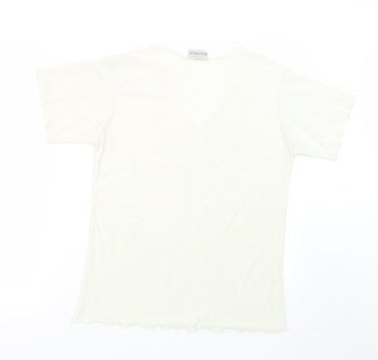 Rochelle Womens Ivory   Basic T-Shirt Size S