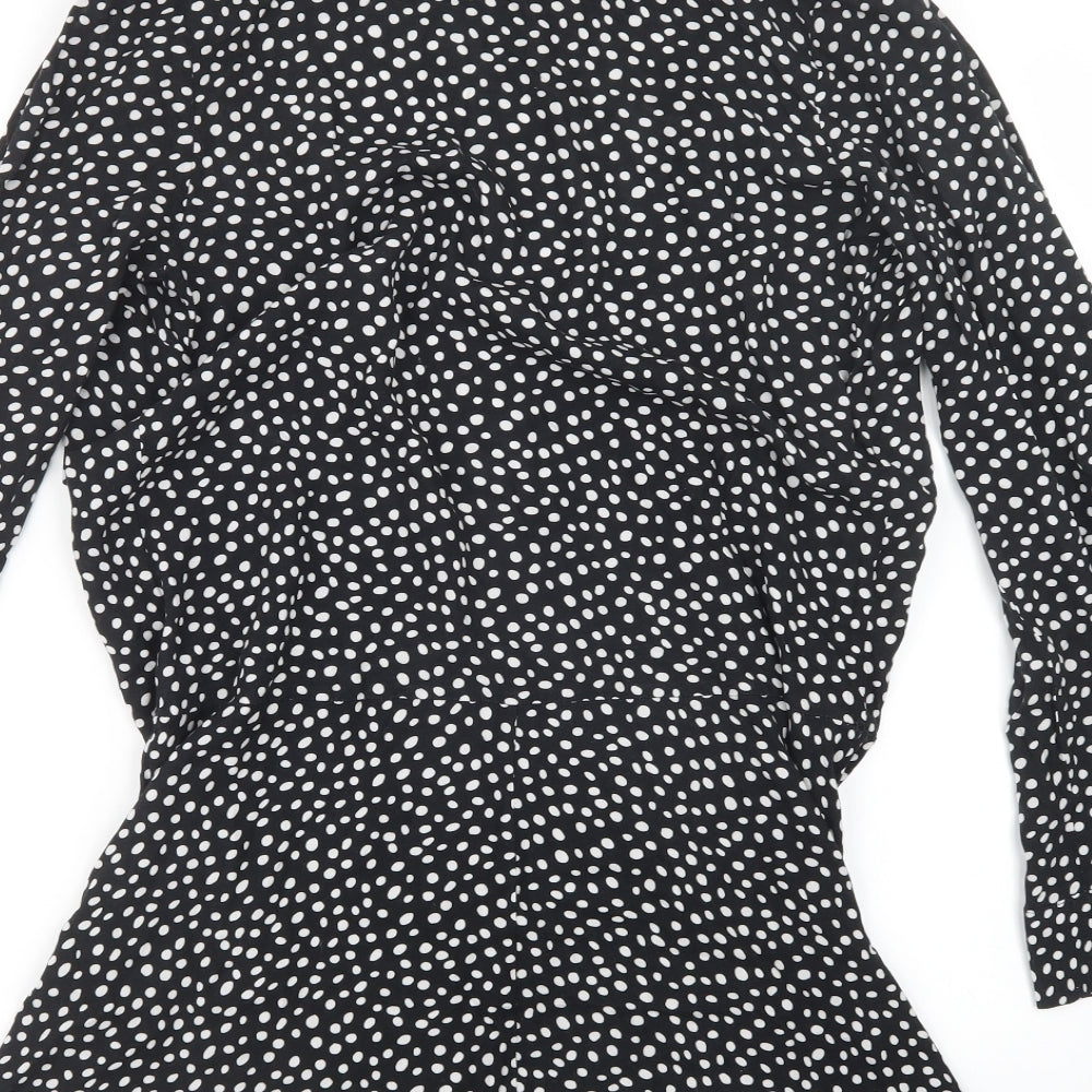 Primark Womens Black Polka Dot  T-Shirt Dress  Size 8