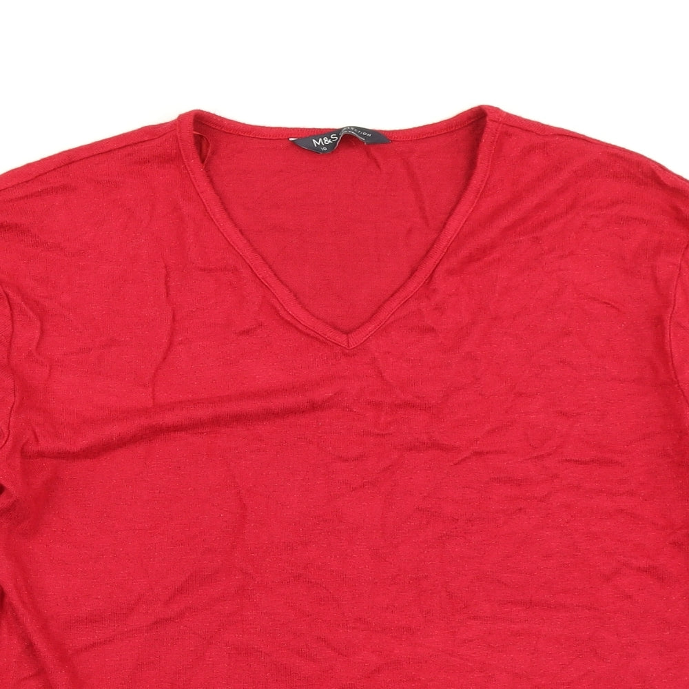 Womens UK Size 10 M&S Collection Red Pullover Jumper