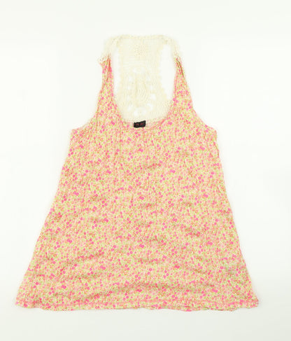 Miss Selfridge Womens Orange Floral  Basic Tank Size 8