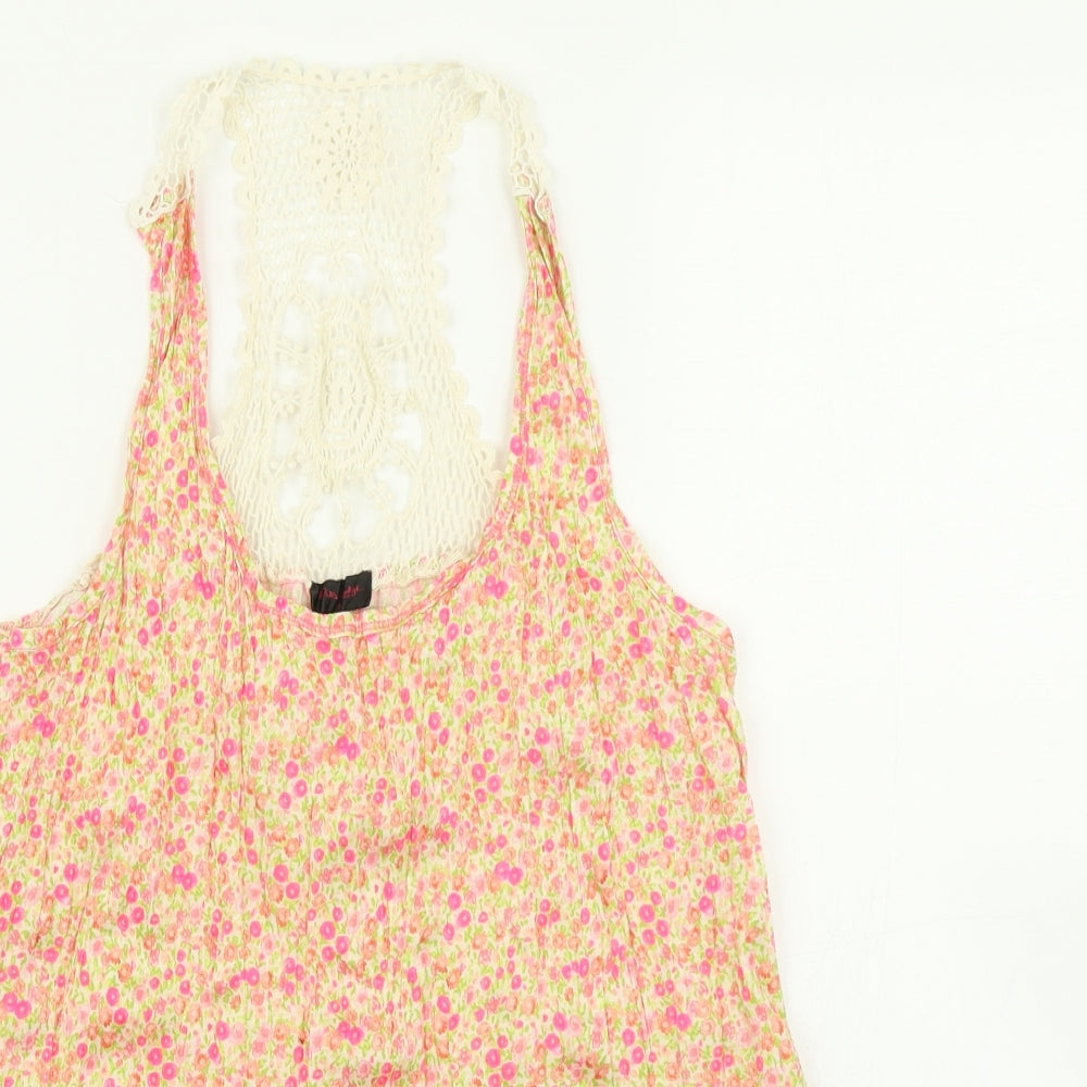 Miss Selfridge Womens Orange Floral  Basic Tank Size 8