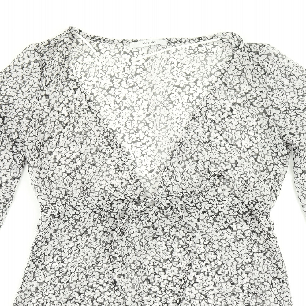 George Womens Black Floral  A-Line  Size S