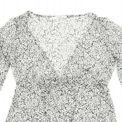 George Womens Black Floral  A-Line  Size S