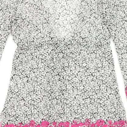 George Womens Black Floral  A-Line  Size S