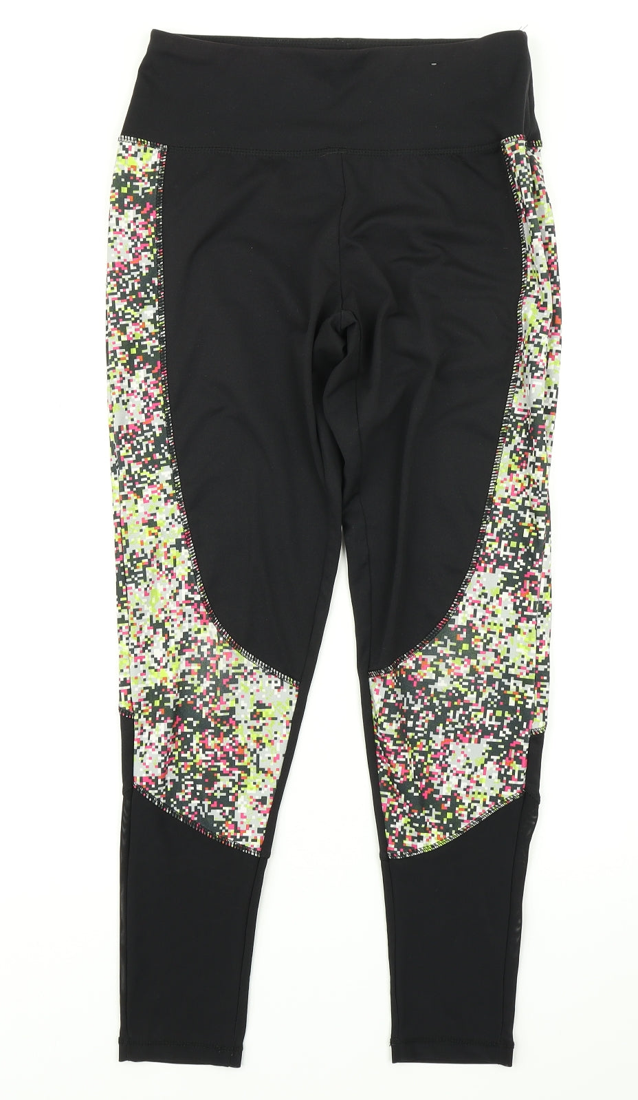 Workout Womens Black Spotted  Compression Leggings Size S L26 in