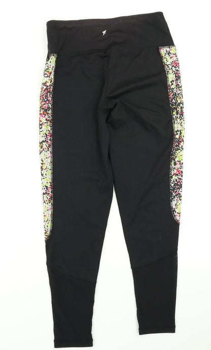 Workout Womens Black Spotted  Compression Leggings Size S L26 in