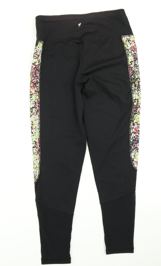 Workout Womens Black Spotted  Compression Leggings Size S L26 in