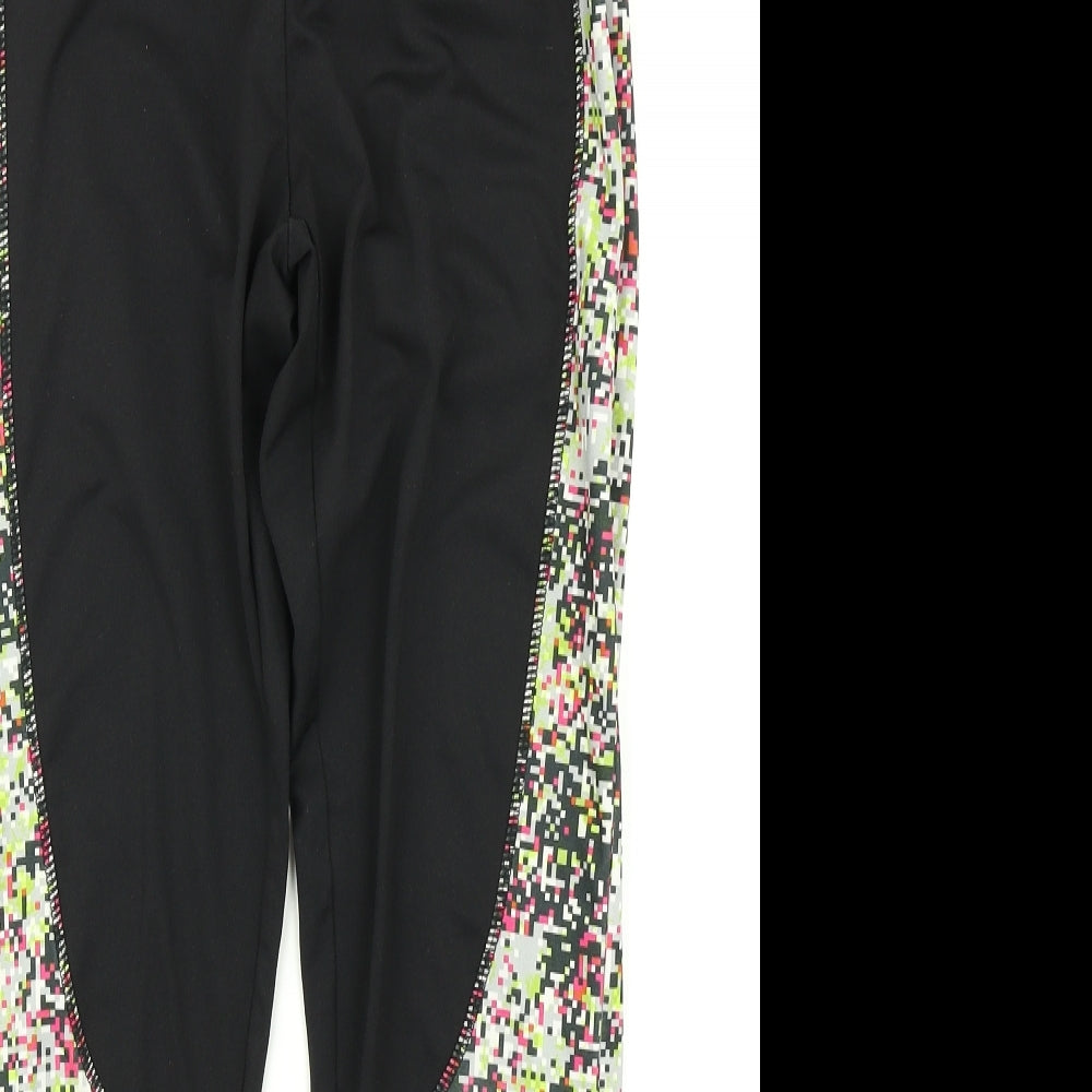 Workout Womens Black Spotted  Compression Leggings Size S L26 in