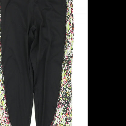 Workout Womens Black Spotted  Compression Leggings Size S L26 in