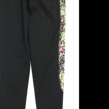 Workout Womens Black Spotted  Compression Leggings Size S L26 in
